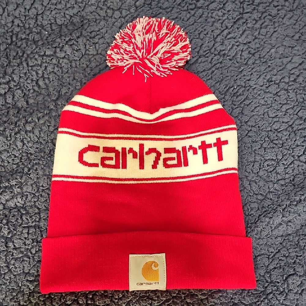 NWOT Carhartt Red Pom-Pom Beanie